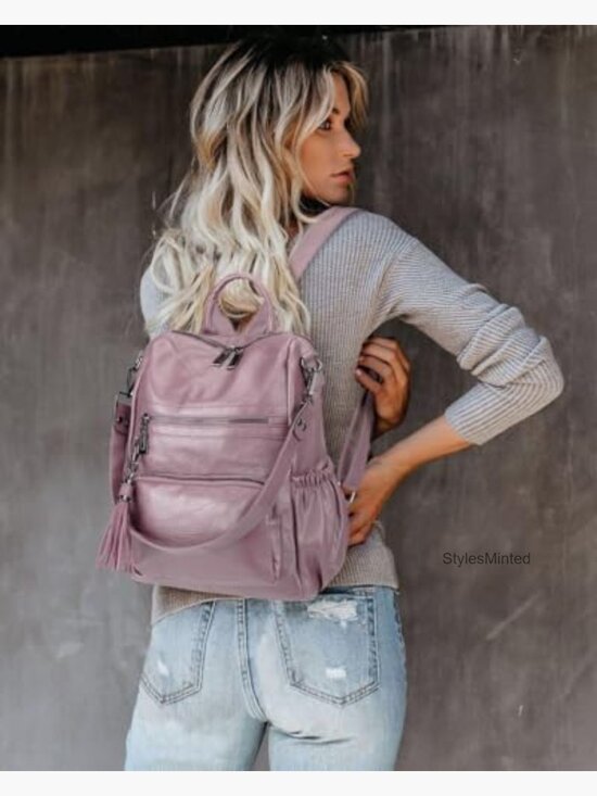 Convertible Tassel Vegan Leather Backpack Handbag Purse Travel main image 4